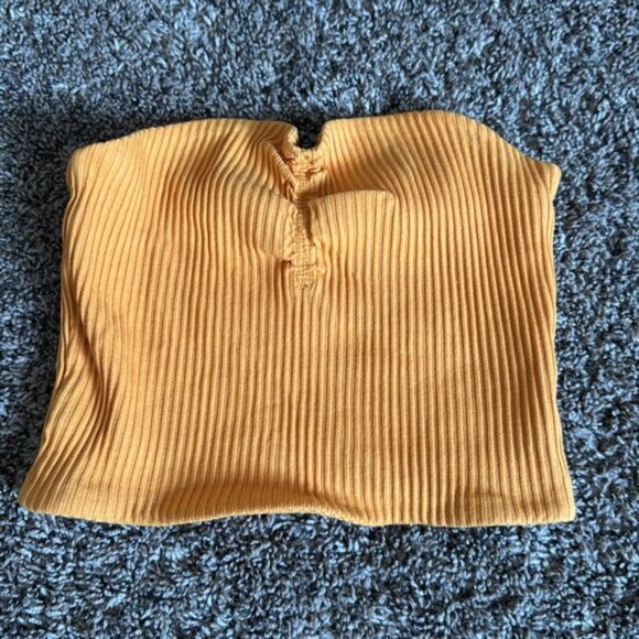 Aritzia Wilfred Gaby Strapless Crop Tube Crop Top Orange Size Small - Picture 4 of 7
